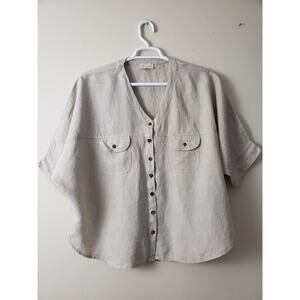 NOMAD The Label Dune French Linen Shirt Almond Women L/ XL Linen Oversized Tunic